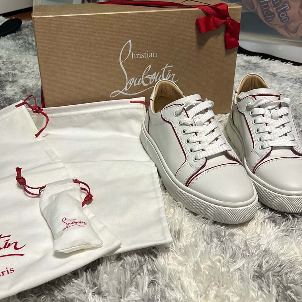 Christian Louboutin white size 38 shoes with box, shoe bags and extra laces